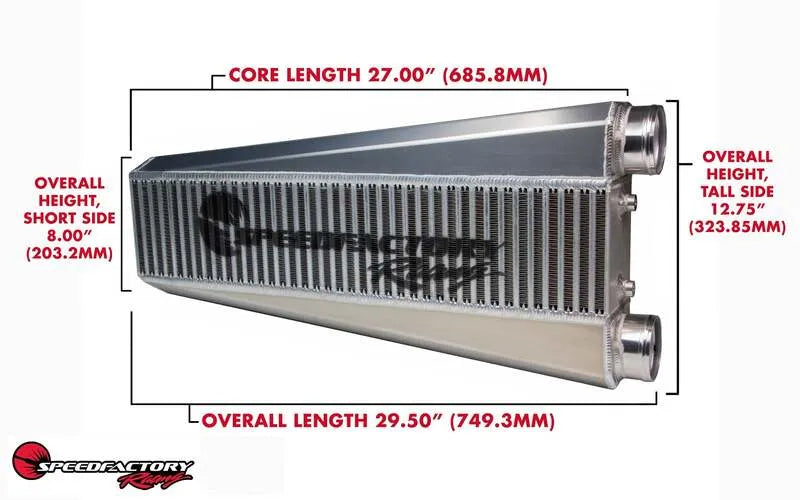Speedfactory HP Vertical Flow Intercooler - 27x6x4.5 Inlet/Outlet: 3.0"